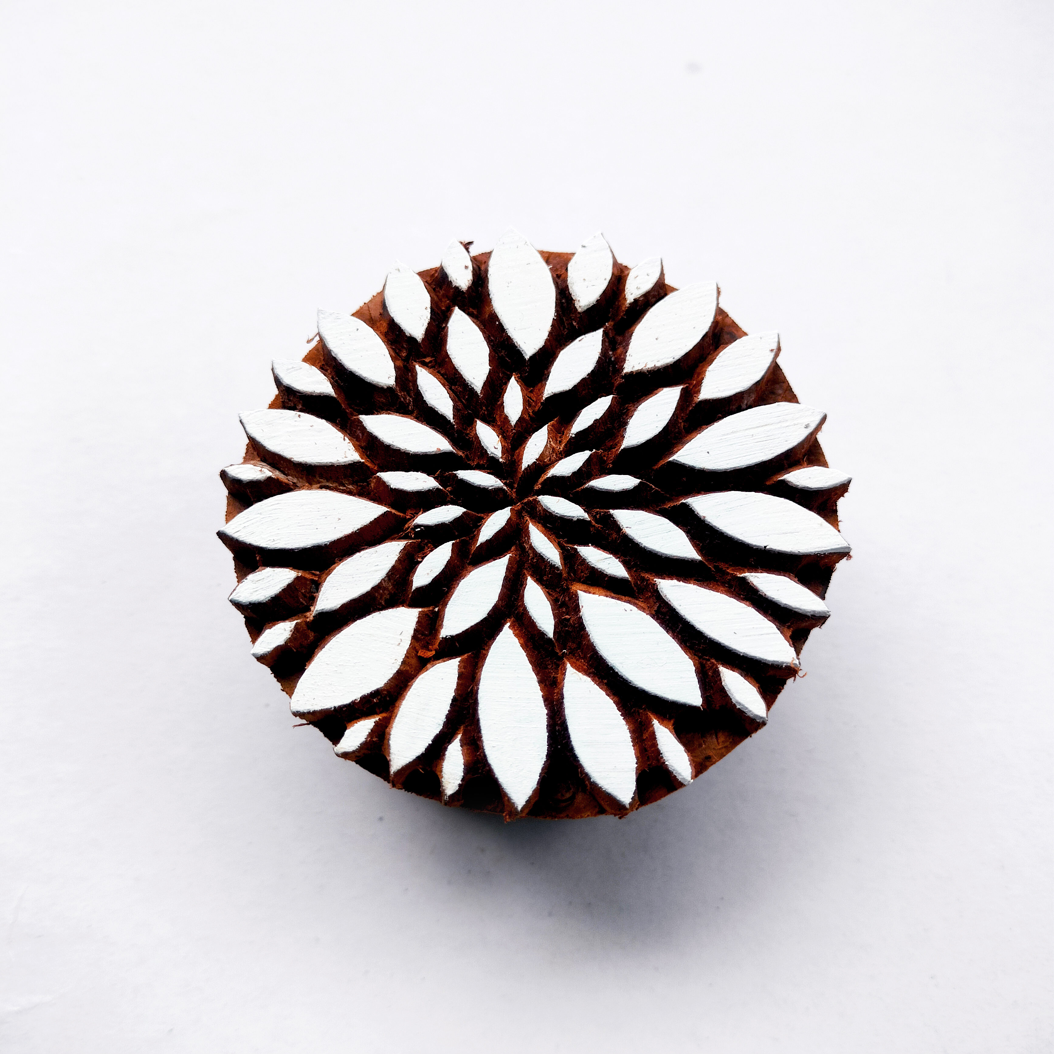 Intricate Botanical Floral Wooden Block