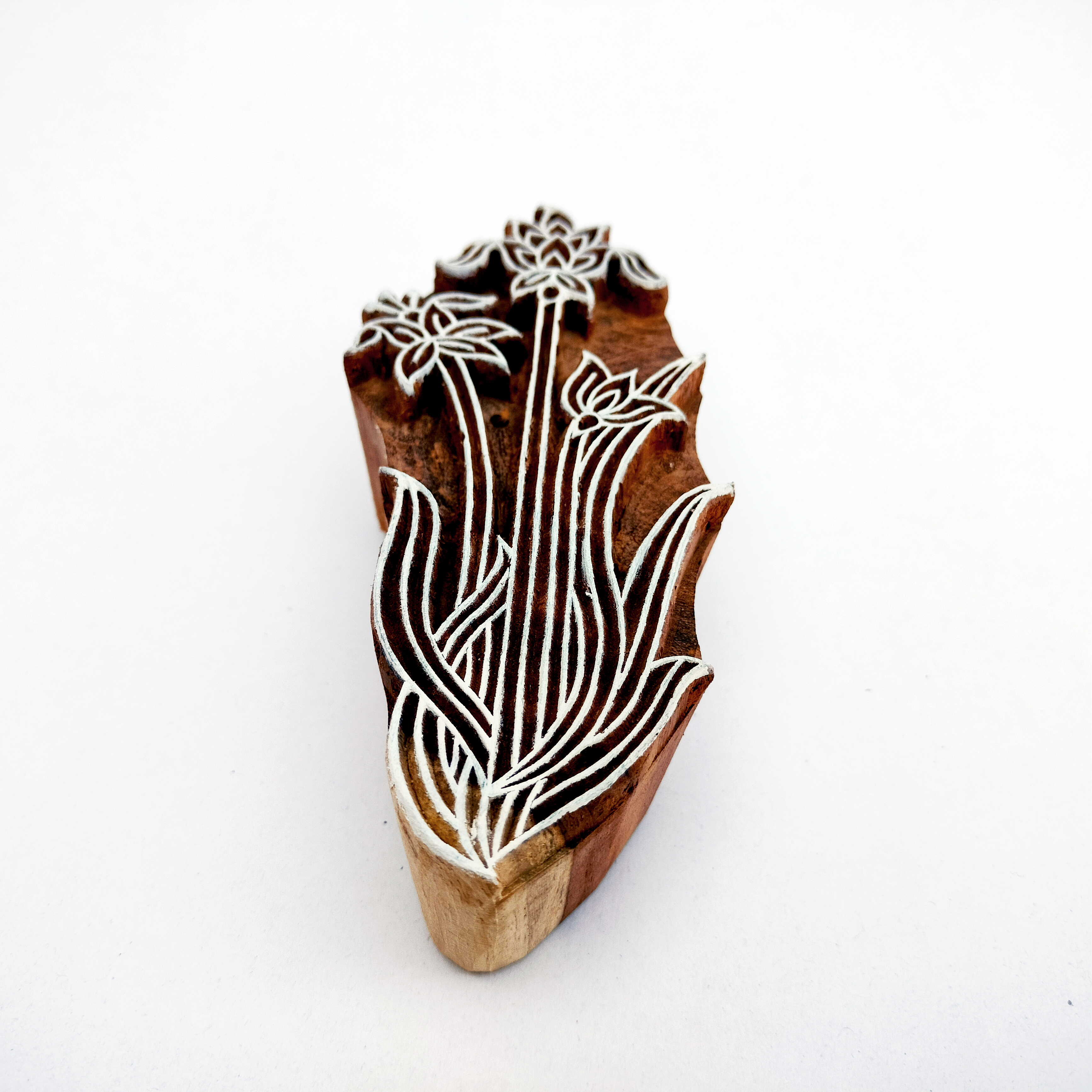 Intricate Botanical Floral Wooden Block