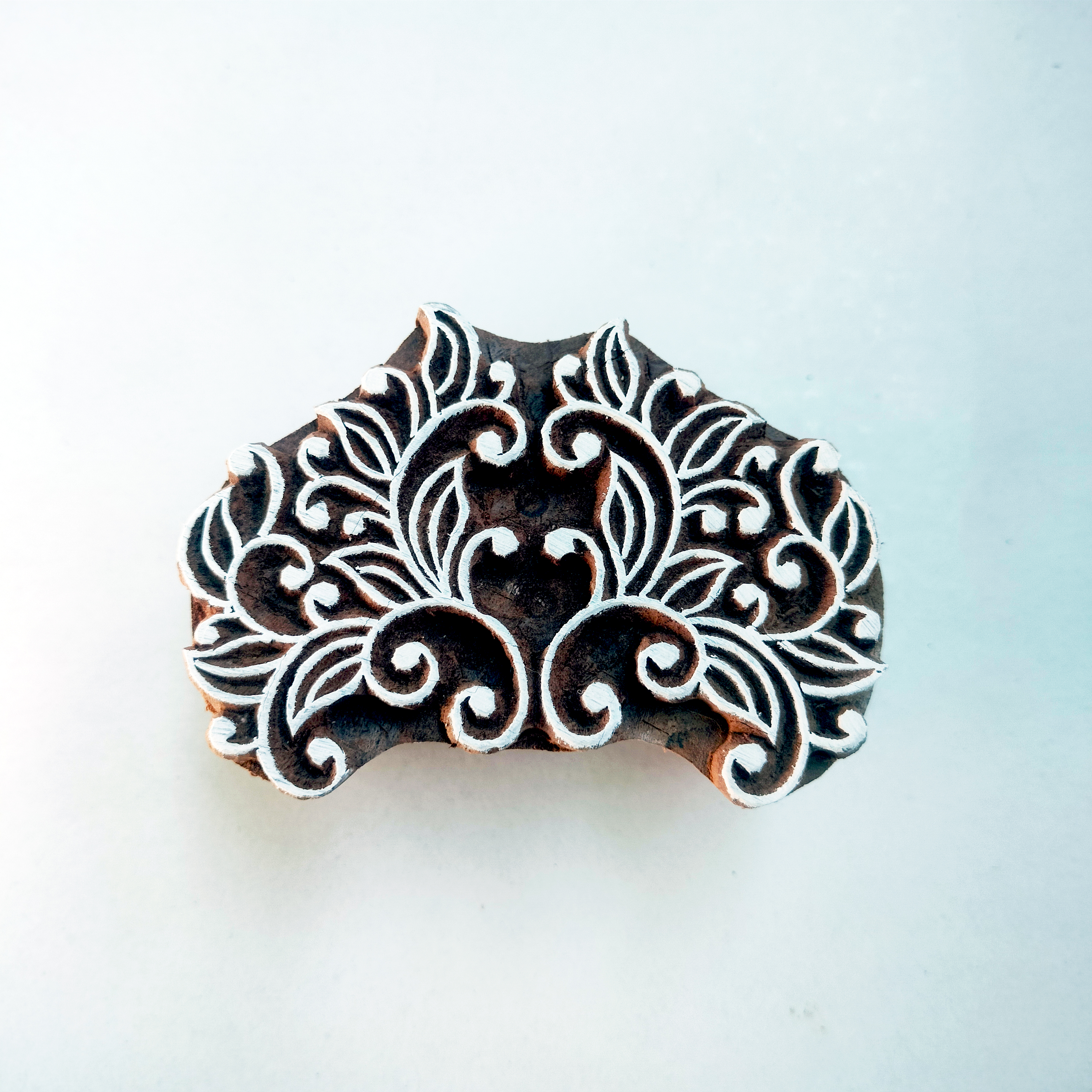Intricate Botanical Floral Wooden Block