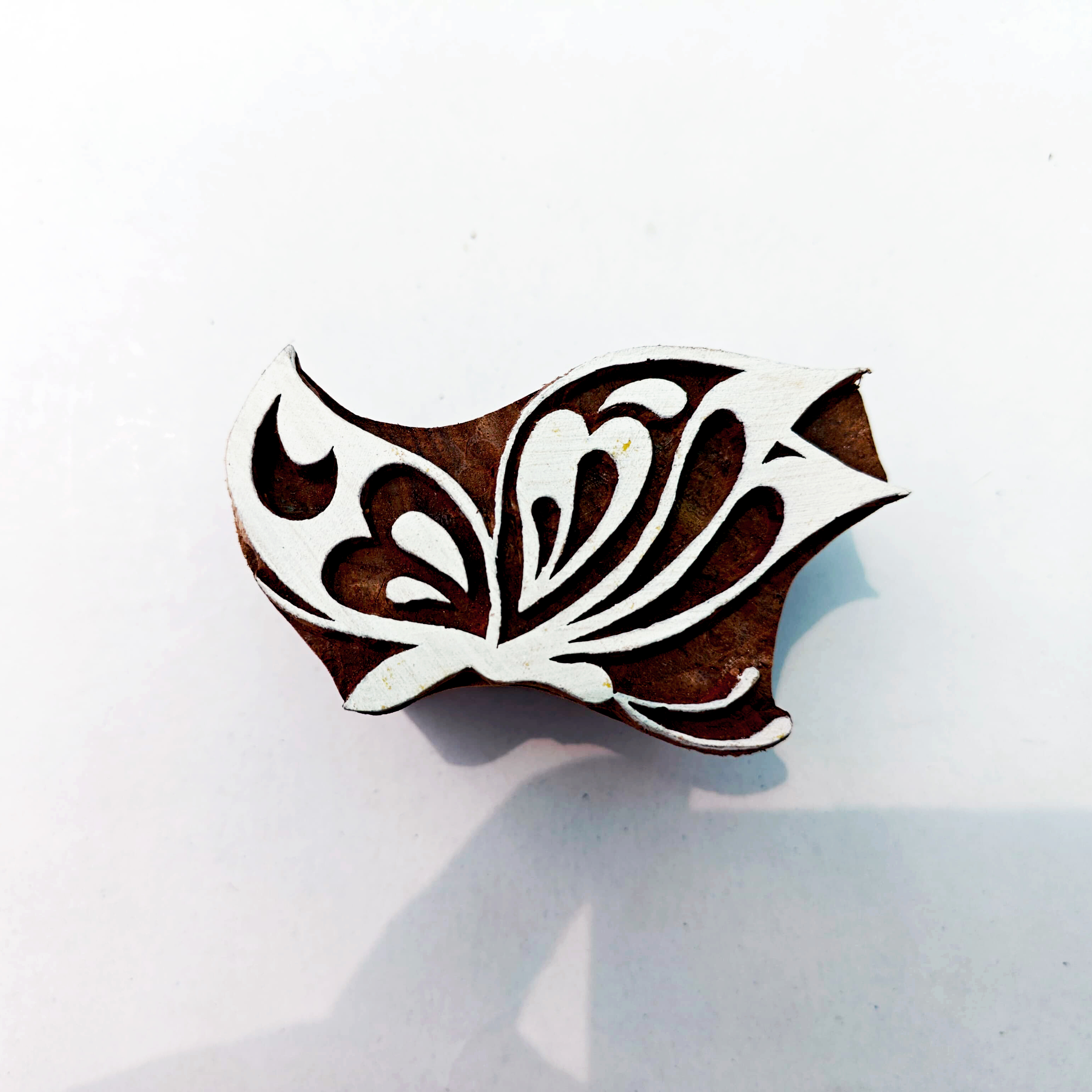 Hand-Carved Botanical Floral Block