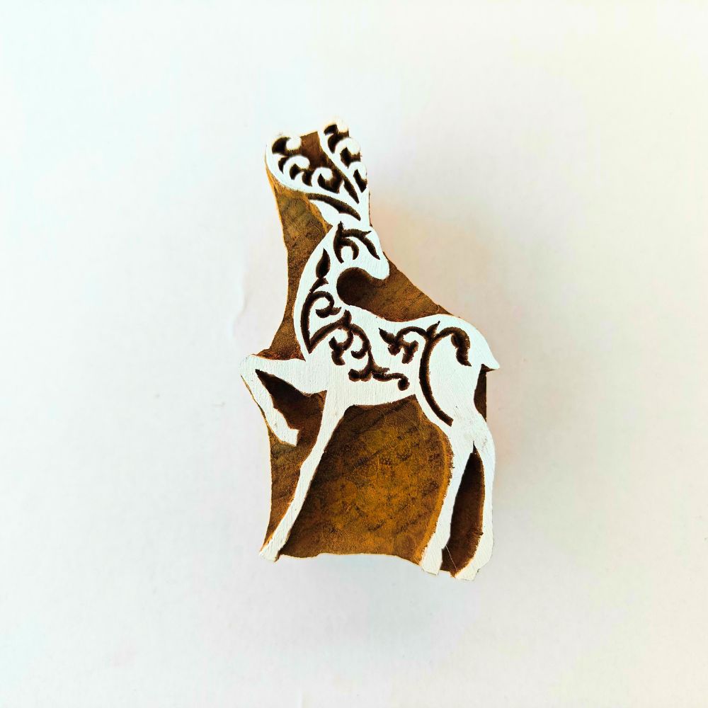 Hand-Carved Forest Deer Block