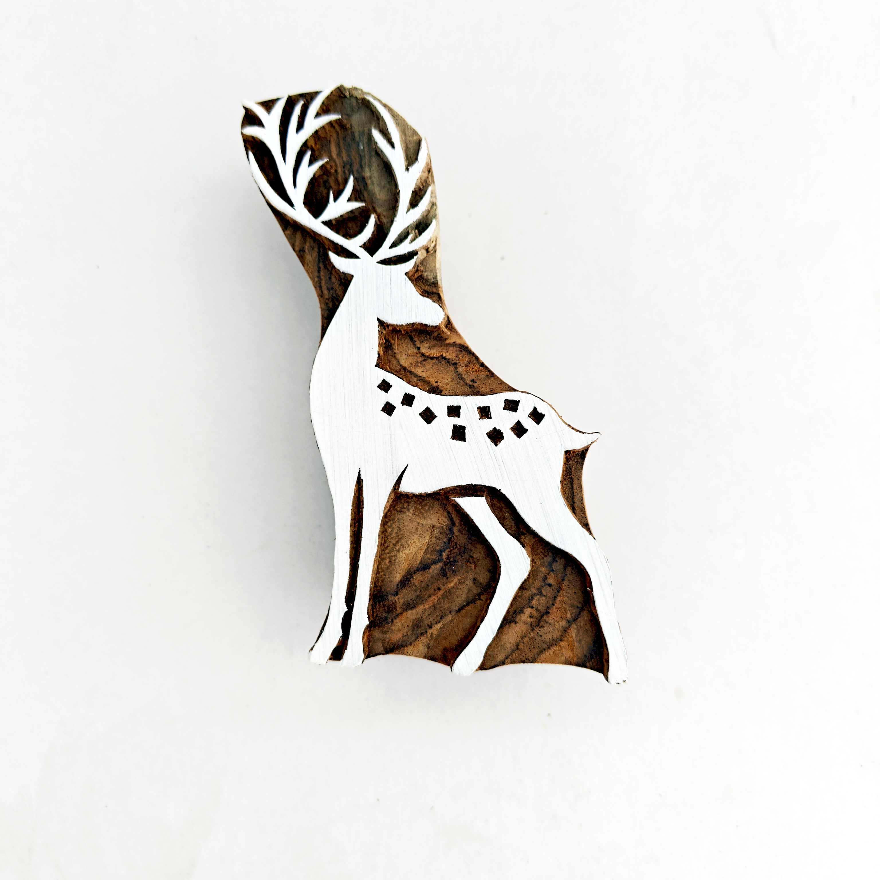 Hand-Carved Forest Deer Block