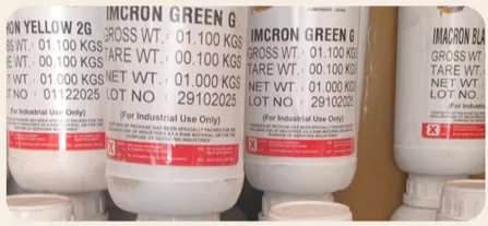 Close-up of the bottle labels showing shade name, weight and lot number