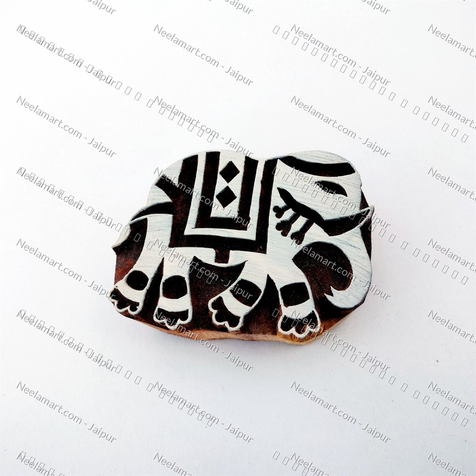 Hand-Carved Royal Elephant Block Printed impression