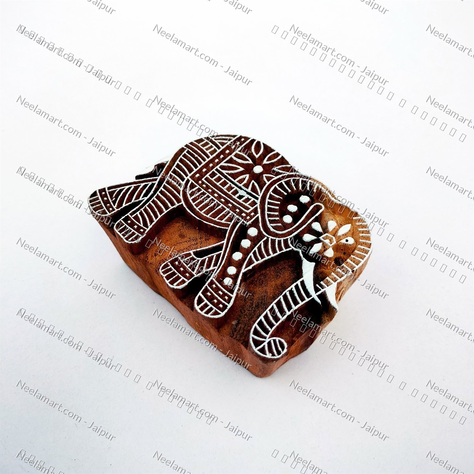 Hand-Carved Royal Elephant Block Printed impression
