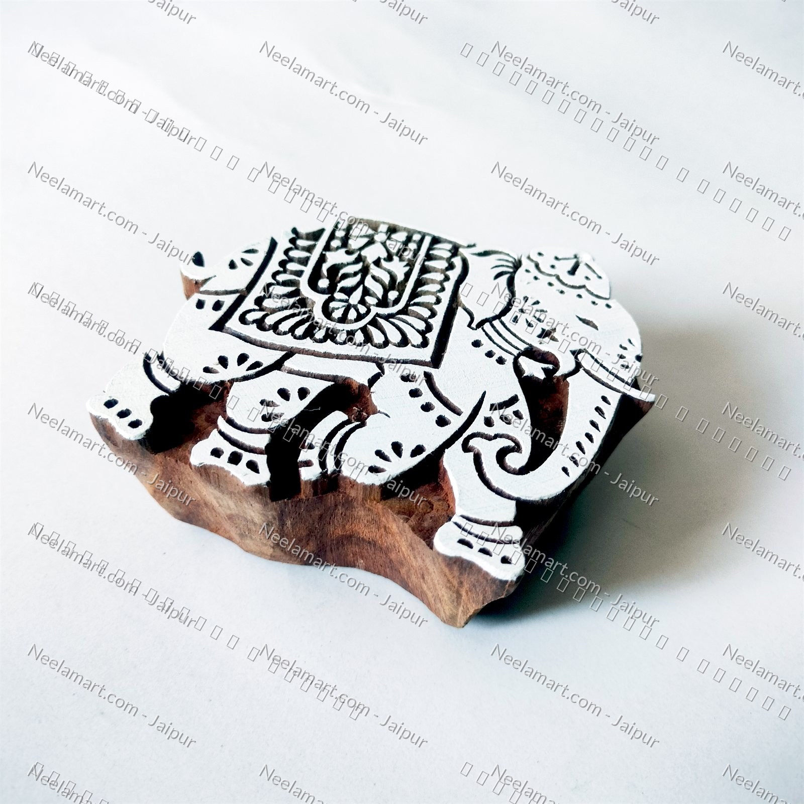 Hand-Carved Royal Elephant Block
