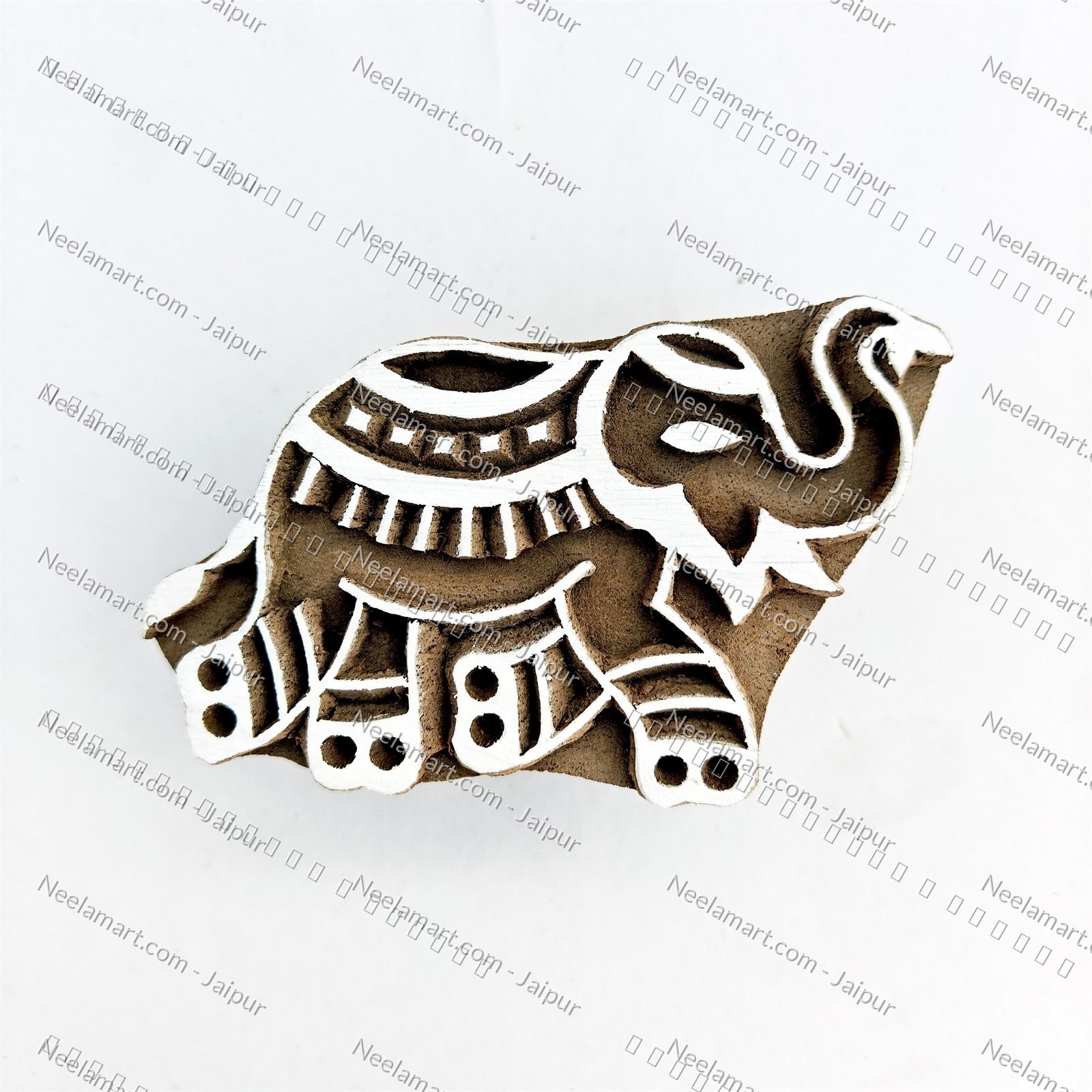 Hand-Carved Royal Elephant Block Printed impression