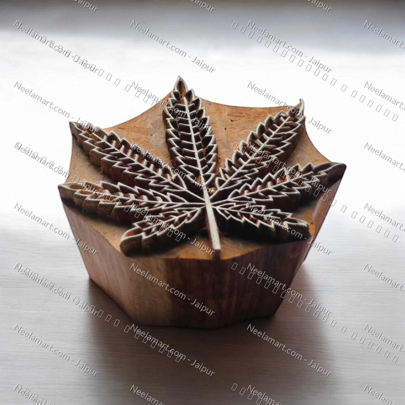 Intricate Botanical Floral Wooden Block