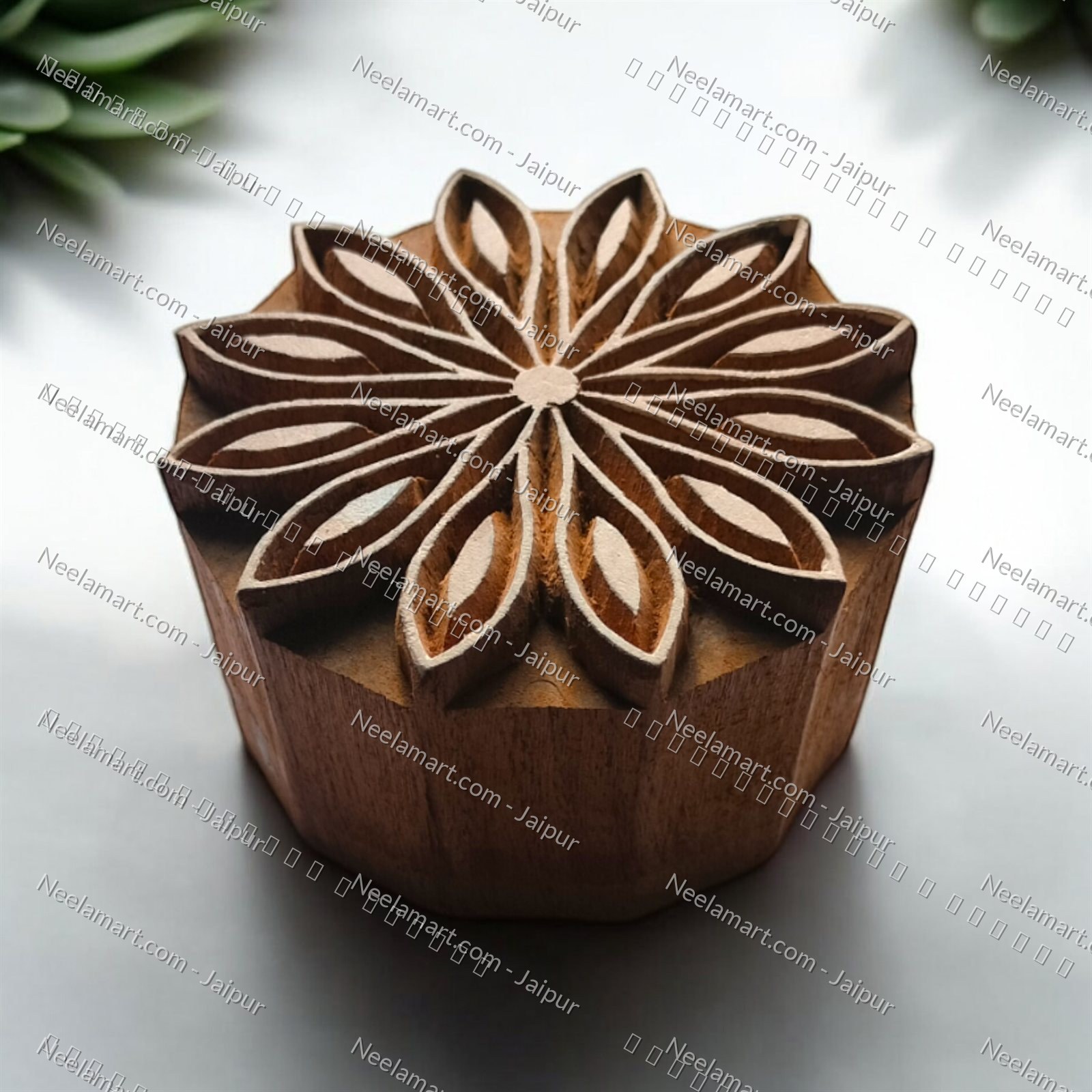 Intricate Botanical Floral Wooden Block