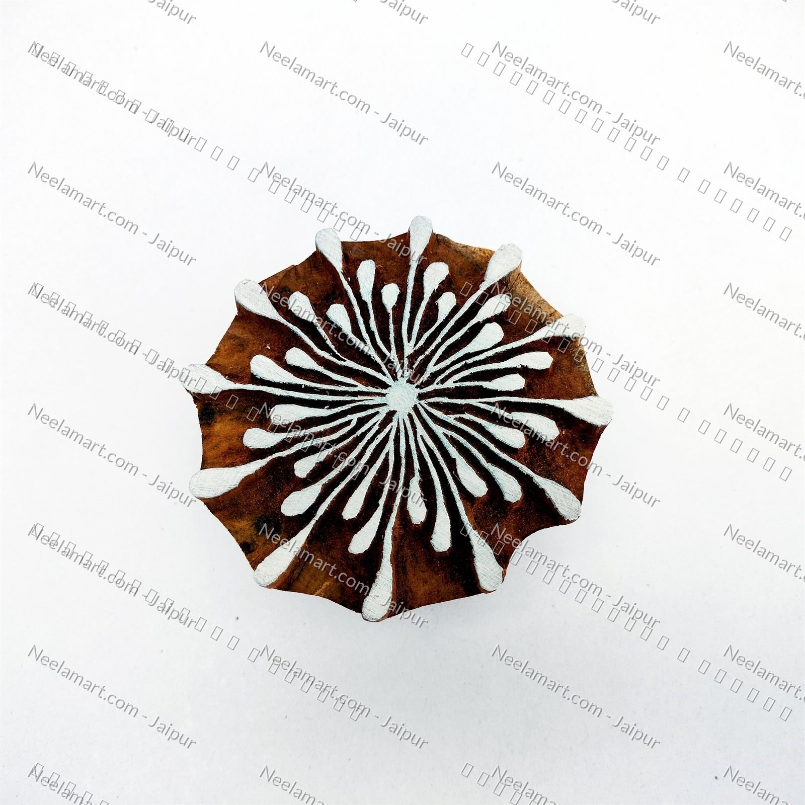 Intricate Botanical Floral Wooden Block