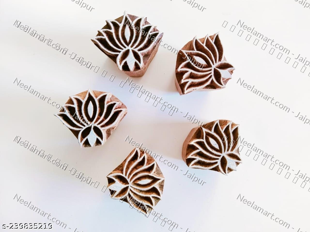Intricate Lotus Flower Wooden Block