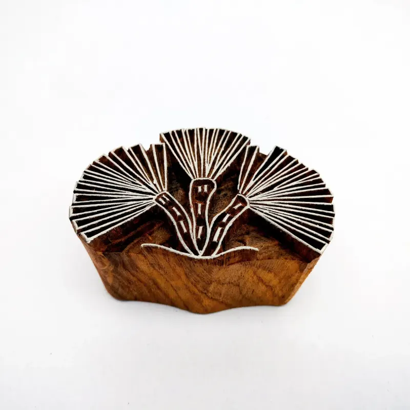 Intricate Botanical Floral Wooden Block Pattern