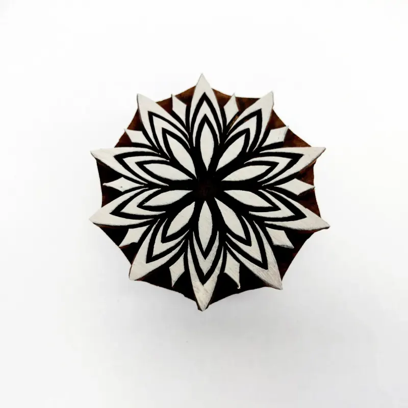 Intricate Botanical Floral Wooden Block