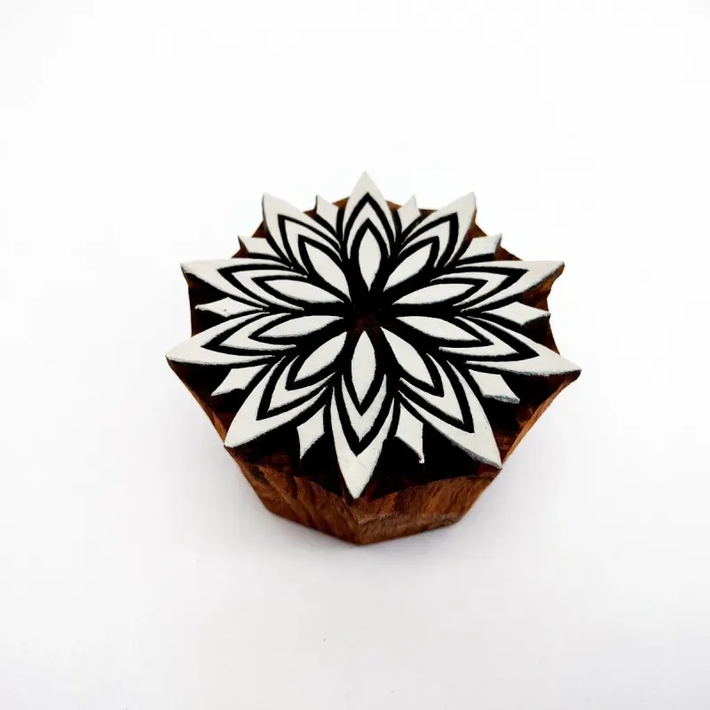 Intricate Botanical Floral Wooden Block Pattern