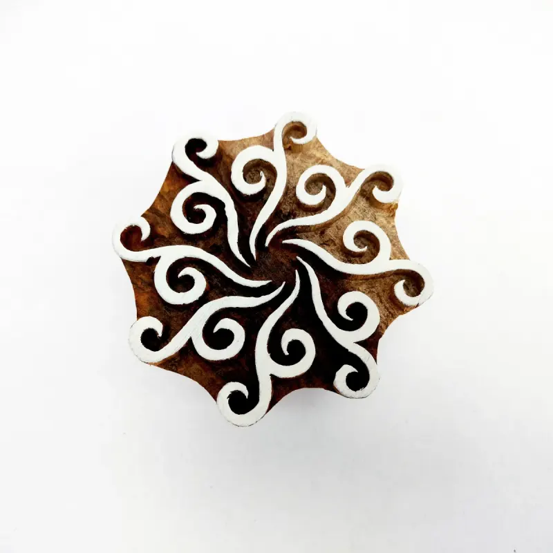 Intricate Botanical Floral Wooden Block