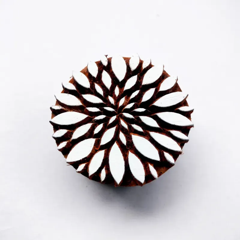 Intricate Botanical Floral Wooden Block