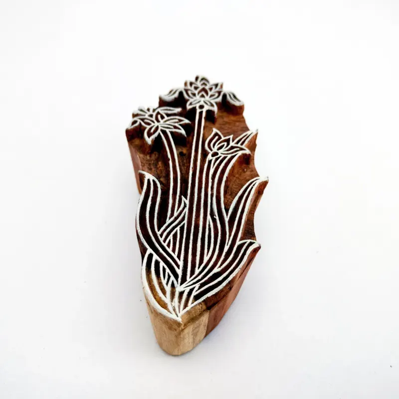 Intricate Botanical Floral Wooden Block