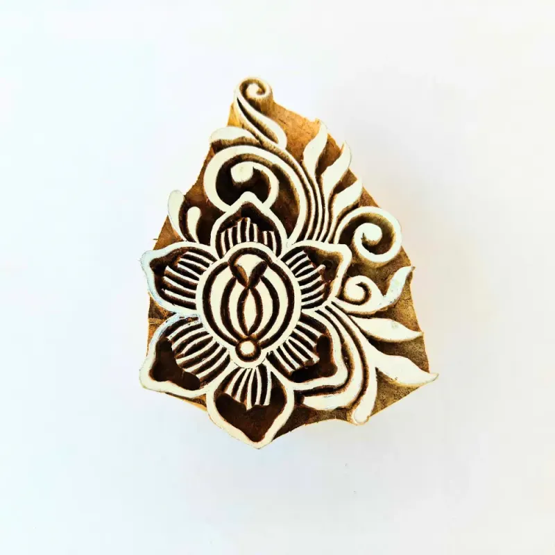 Intricate Botanical Floral Wooden Block