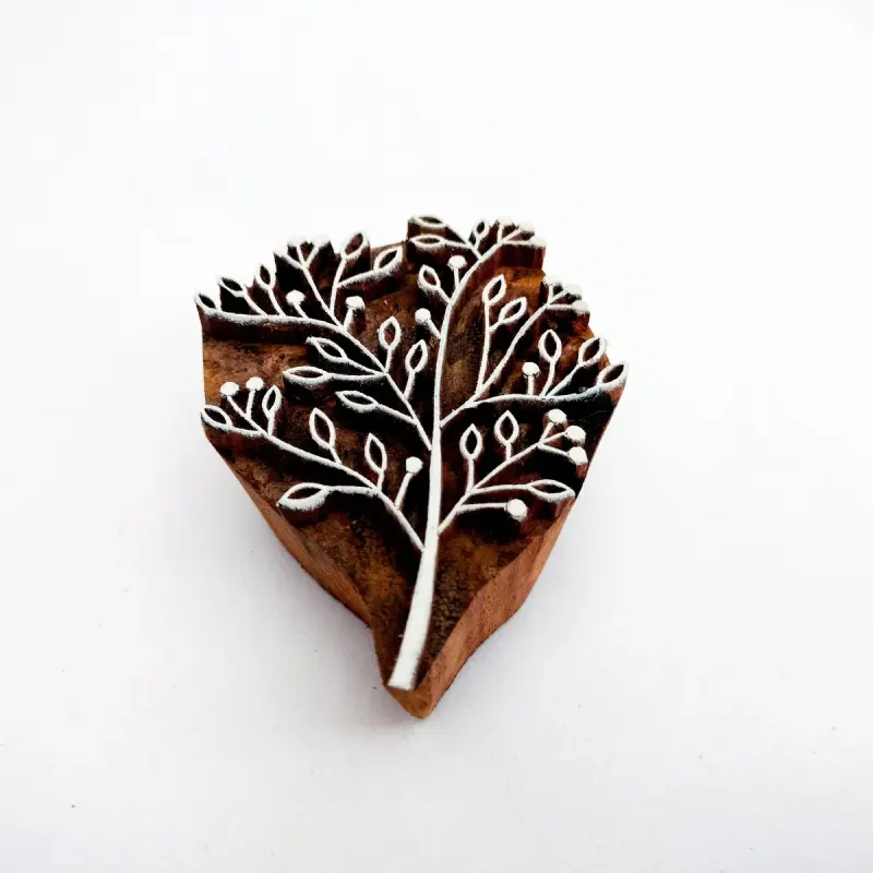 Intricate Botanical Floral Wooden Block