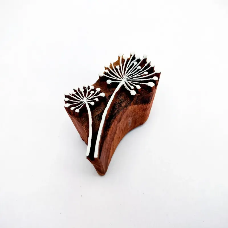 Intricate Botanical Floral Wooden Block