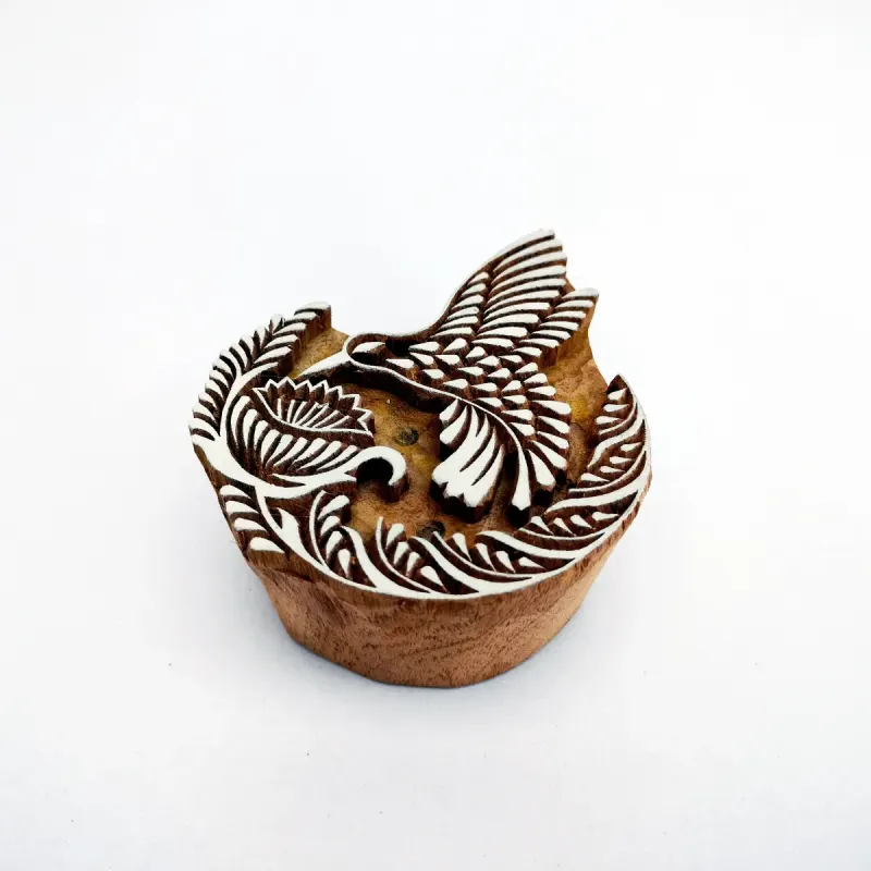 Hand-Carved Songbird Block printed impression