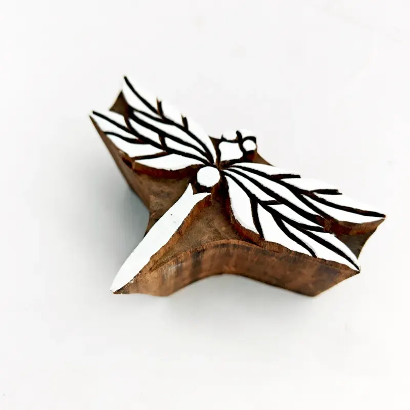 Hand-Carved Botanical Floral Block printed impression