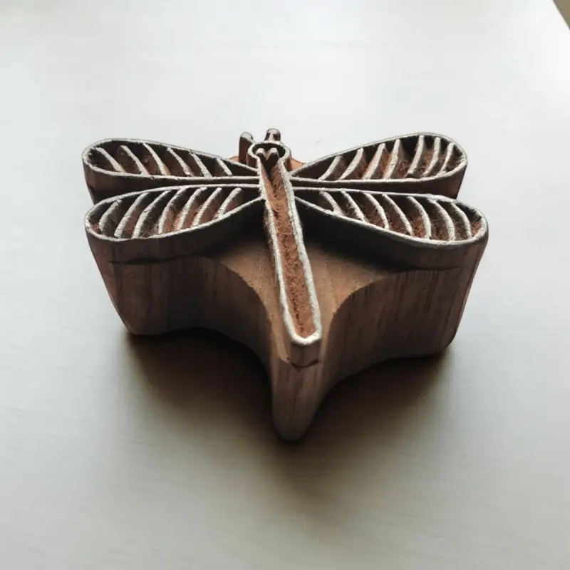 Hand-Carved Botanical Floral Block