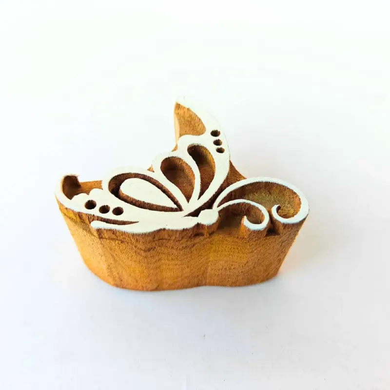 Hand-Carved Botanical Floral Block printed impression