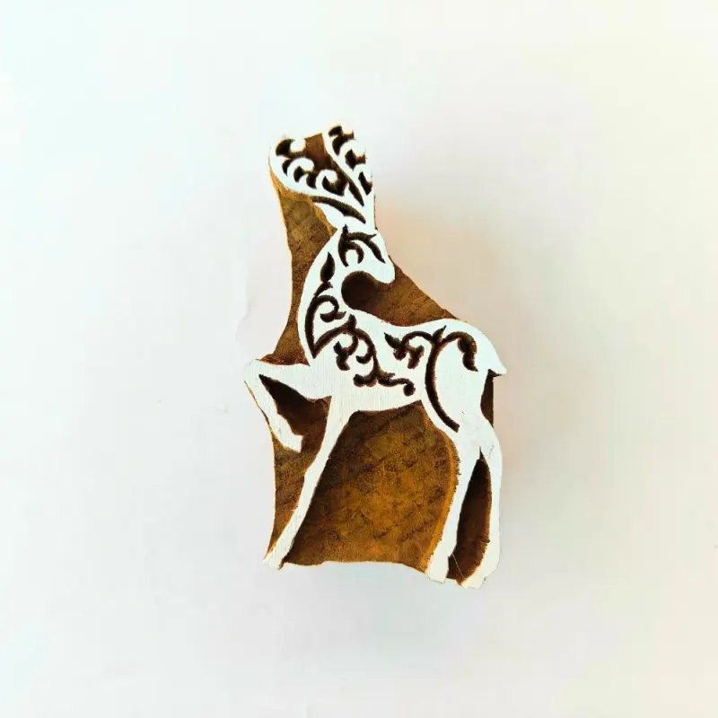 Hand-Carved Forest Deer Block