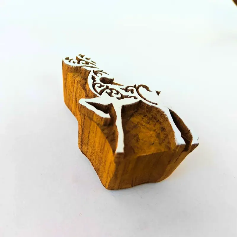 Hand-Carved Forest Deer Block printed impression