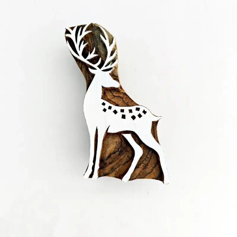 Hand-Carved Forest Deer Block
